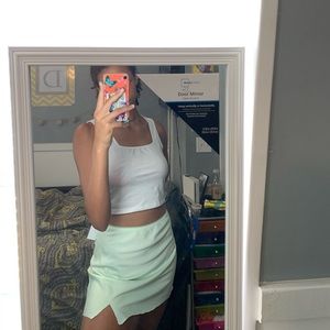 pastel green skirt